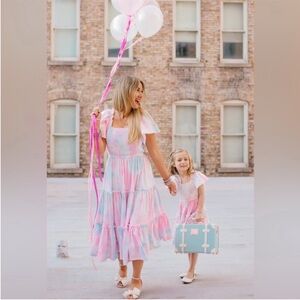 Ivy City Co Cotton Candy Tie Dye Midi Dress size medium